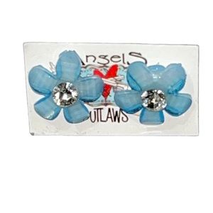 •Blue Flower Gem Stud Earrings•